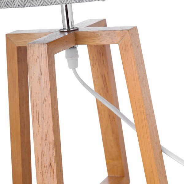 Šedo-hnědá stolní lampa z masivního dřeva s textilním stínidlem (výška 44 cm) – Casa Selección-image-3