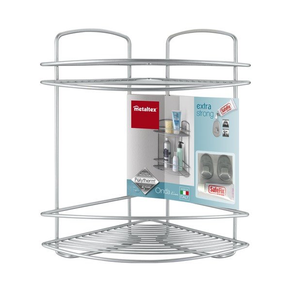 Koupelnová dvoupatrová rohová polička Metaltex Onda Corner-image-1