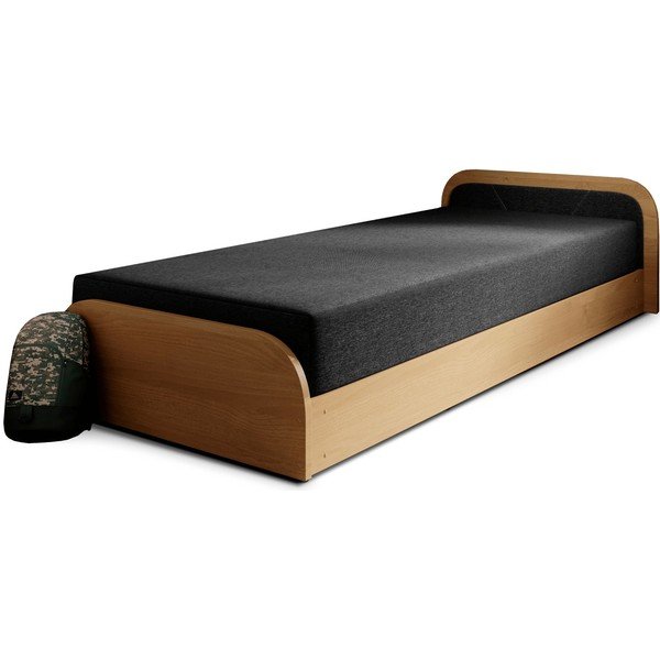 Okrově žlutá/tmavě šedá čalouněná/z dřevotřísky jednolůžková postel s úložným prostorem s matrací 80x190 cm Parys – ELTAP