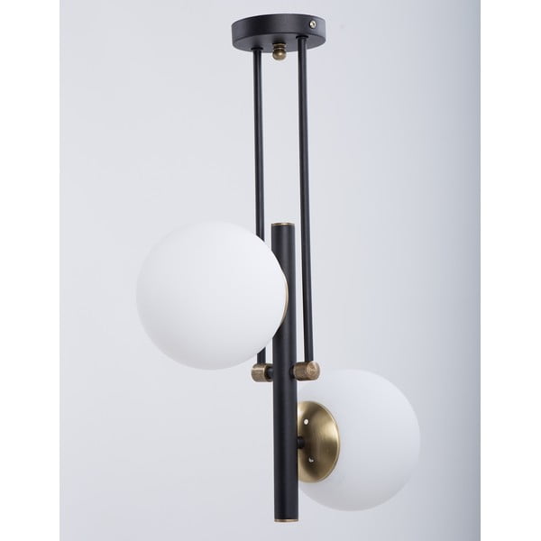 Černo-bílé stropní svítidlo se skleněným stínidlem ø 15 cm Libra – Squid Lighting-image-2