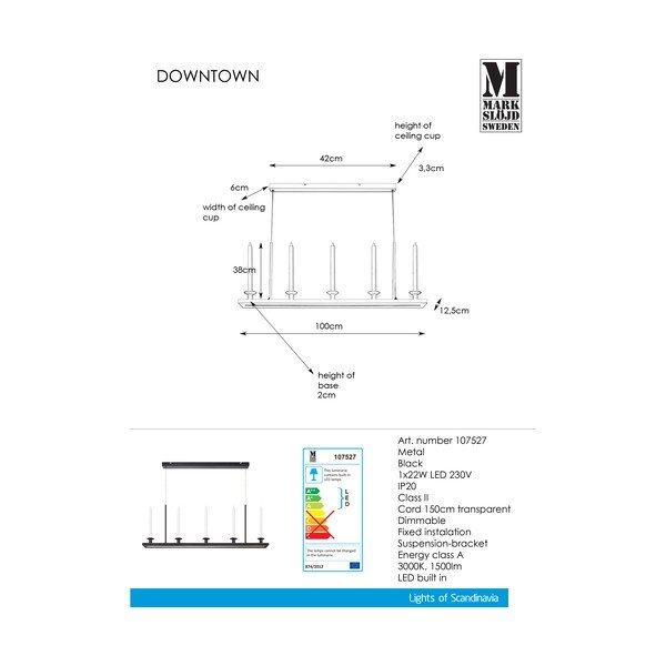 Černé závěsné svítidlo Markslöjd Downtown-image-2