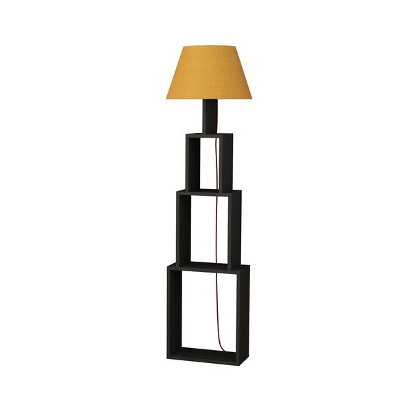 Antracitová volně stojící lampa se žlutým stínítkem Homitis Tower