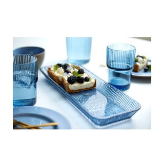 Modrý skleněný servírovací talíř 14x38 cm Kusintha – Bitz