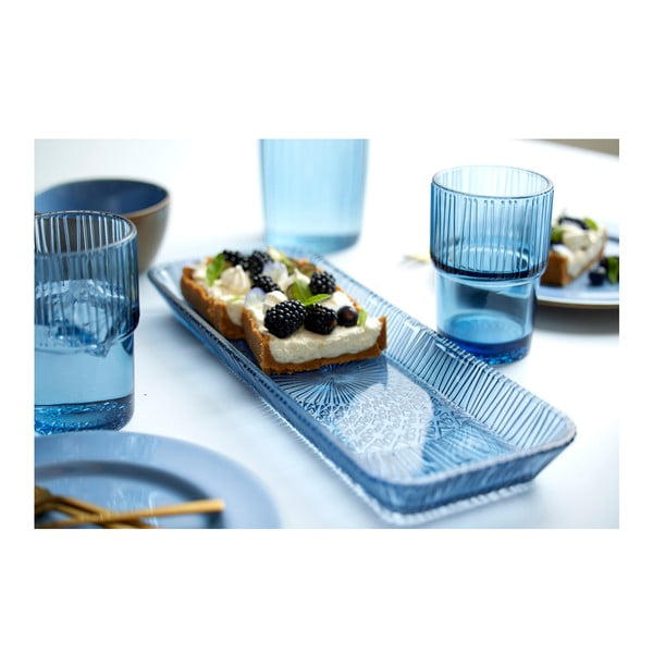 Modrý skleněný servírovací talíř 14x38 cm Kusintha – Bitz-image-1