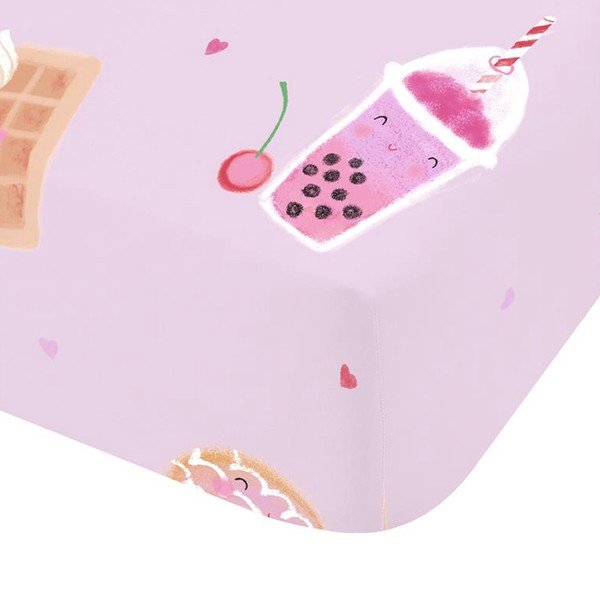 Růžové napínací dětské prostěradlo na jednolůžko 90x190 cm Sweet Treats – Catherine Lansfield