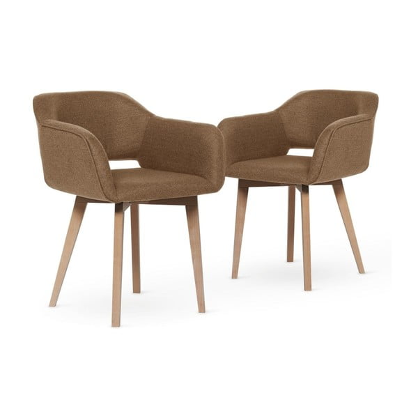 Sada 2 hnědých jídelních židlí se světlými nohami My Pop Design Oldenburg