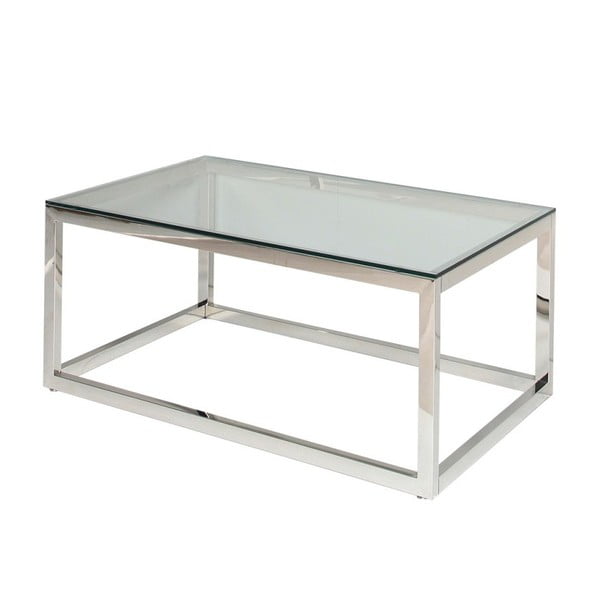 Konferenční stolek ve stříbrné barvě se skleněnou deskou Artelore Dover