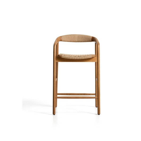 Barová židle s područkami z dubového dřeva v přírodní barvě (výška sedáku 65 cm) Derile – Kave Home-image-3