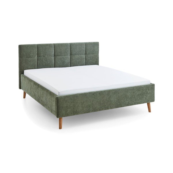 Khaki čalouněná dvoulůžková postel s úložným prostorem s roštem 180x200 cm Nova – Meise Möbel