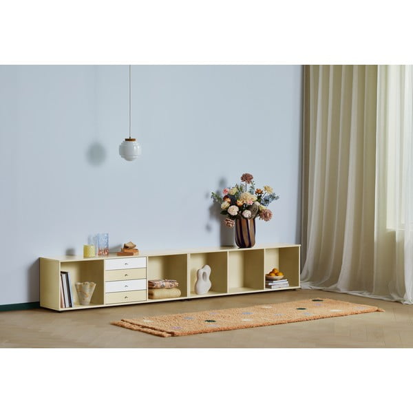 Světle žlutá nízká komoda 267x61 cm Mistral – Hammel Furniture-image-1