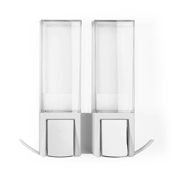 Bílý nástěnný samodržící dvojitý dávkovač na mýdlo Compactor Clevek Double Dispenser-image-2
