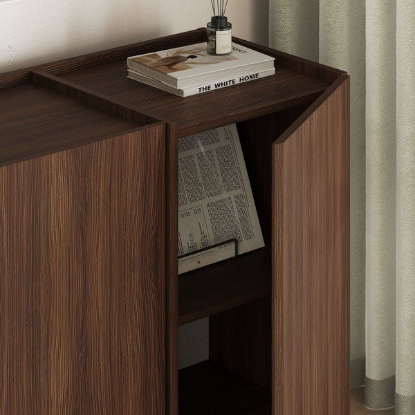 Komoda v dekoru ořechu s dírou na kabely v tmavě přírodní barvě 180x80x45 cm Dorma – Kalune Design-image-3