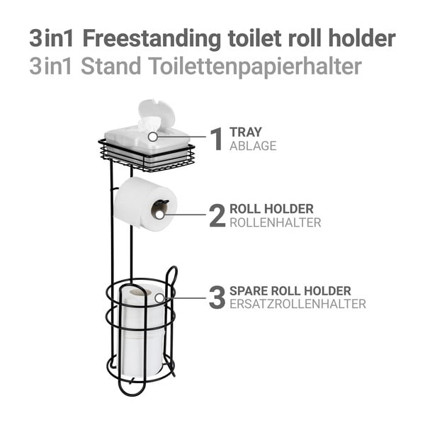 Černý ocelový stojan na toaletní papír – Wenko-image-3