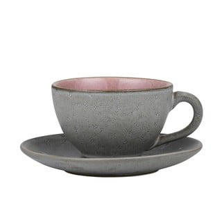 Růžovo-šedý šálek na cappuccino z kameniny 220 ml Mensa - Bitz