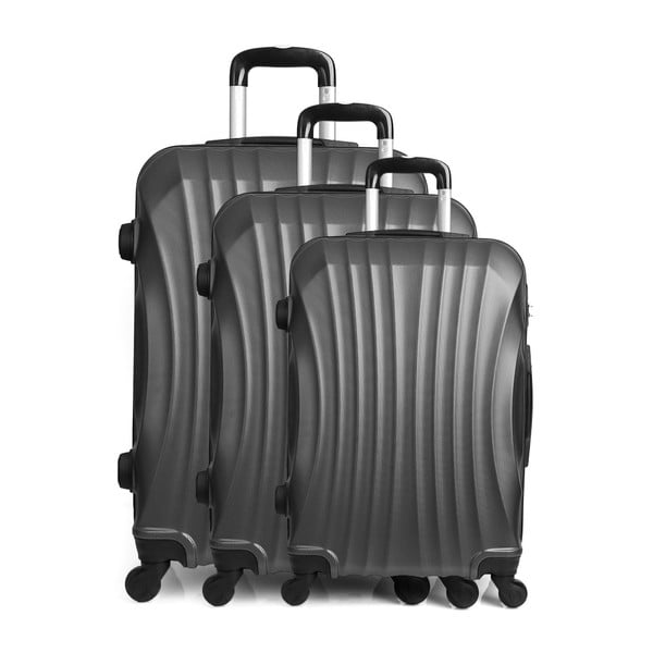 Sada 3 šedých cestovních kufrů na kolečkách Hero Moore