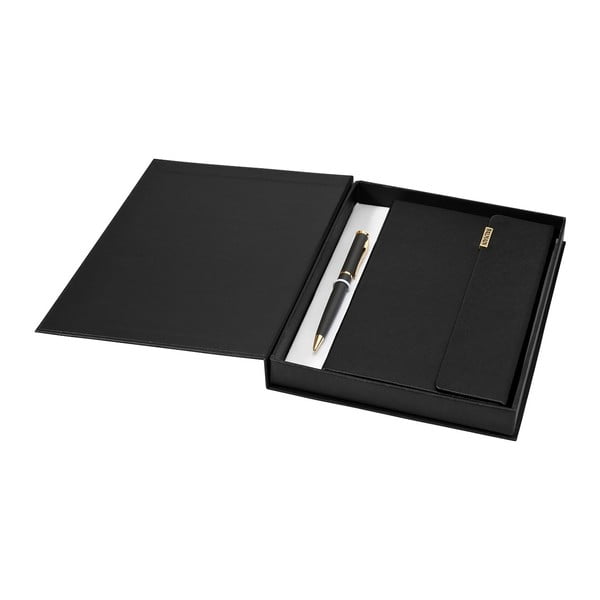 Set černého pera a zápisníku Balmain Notepad v dárkové krabičce