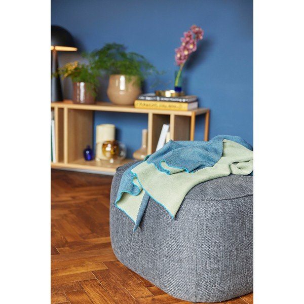 Modro-zelený bavlněný pléd Hübsch Cozy, 130 x 200 cm-image-1