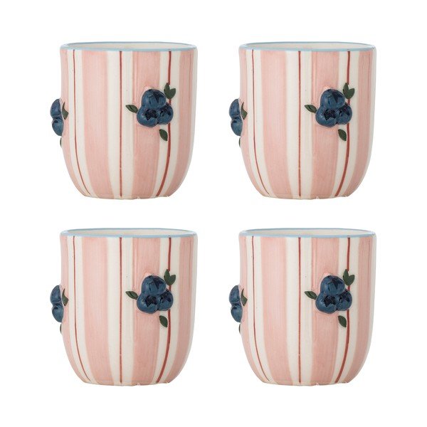 Růžové keramické hrnky v sadě 4 ks na cappuccino 235 ml Carry – Bloomingville
