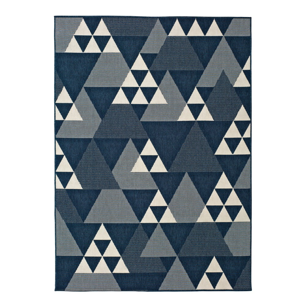 Modrý venkovní koberec Universal Clhoe Triangles, 140 x 200 cm