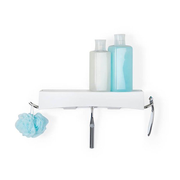 Bílá nástěnná samodržící polička Compactor Clever Flip Shower Shelf-image-4