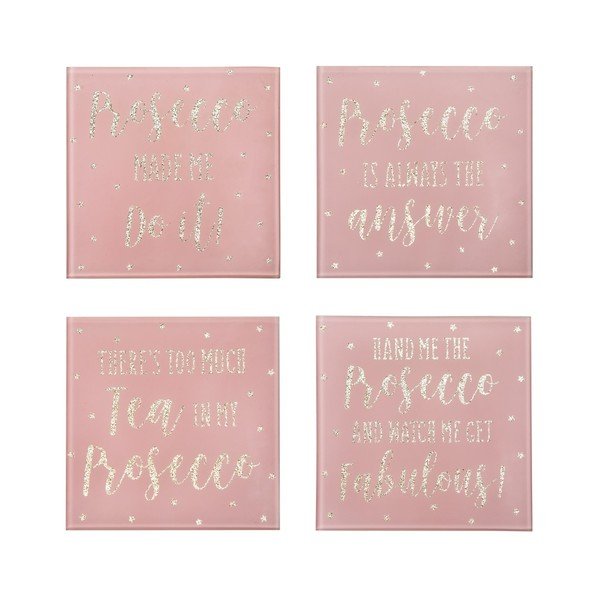 Sada 4 růžových podtácků Sass & Belle Prosseco