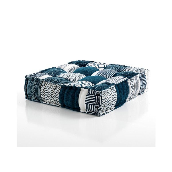 Modrý puf Oreste Luchetta Yantra Patchwork