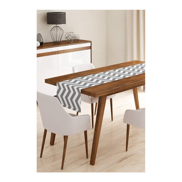 Běhoun na stůl z mikrovlákna Minimalist Cushion Covers Grey Stripes, 45 x 140 cm