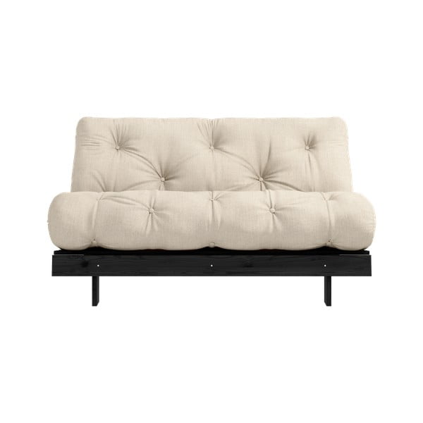 Šedobéžová lněná rozkládací pohovka 140 cm Roots Black Night – Karup Design