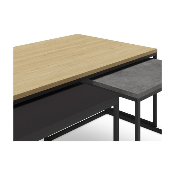 Konferenční stolky v sadě 3 ks v šedo-přírodní barvě 60x110 cm Camelia – Marckeric-image-4