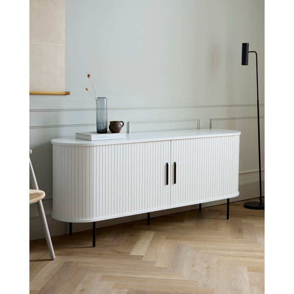 Bílá komoda s posuvnými dveřmi 180x76x45 cm Nola – Unique Furniture-image-1