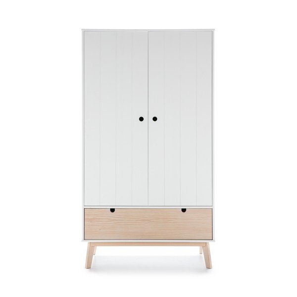 Bílá dětská šatní skříň s nohami z borovicového dřeva Marckeric Kiara-image-2