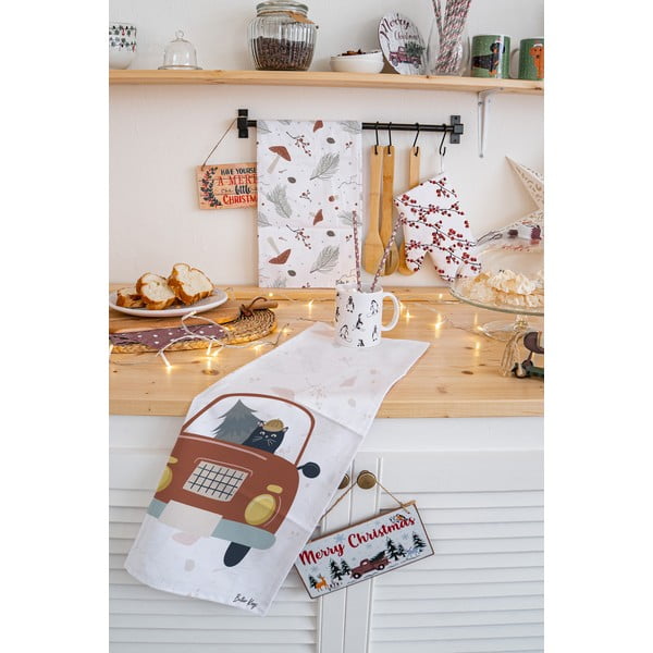 Bavlněné utěrky s vánočním motivem v sadě 2 ks 50x70 cm Toadstools – Butter Kings-image-1