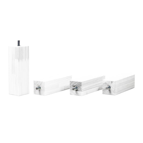 Sada 4 bílých prodloužených nohou z borovicového dřeva k posteli Benlemi, výška 20 cm