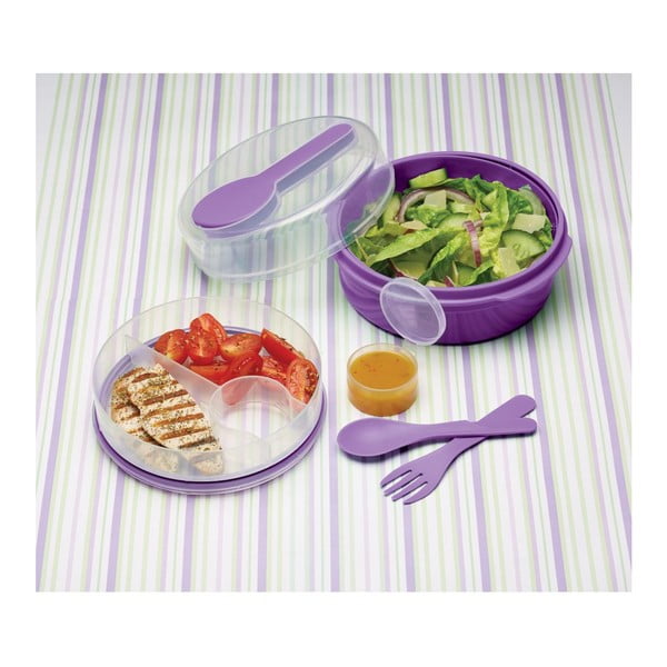 Fialový svačinový box Kitchen Craft Coolmovers Round-image-2