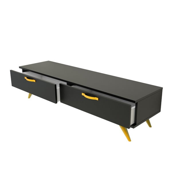 Černý TV stolek se žlutýma nohama Magenta Home Coulour Series, šířka 150 cm
