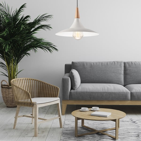 Bílé závěsné svítidlo s kovovým stínidlem ø 30 cm Ufo – LAMKUR-image-1