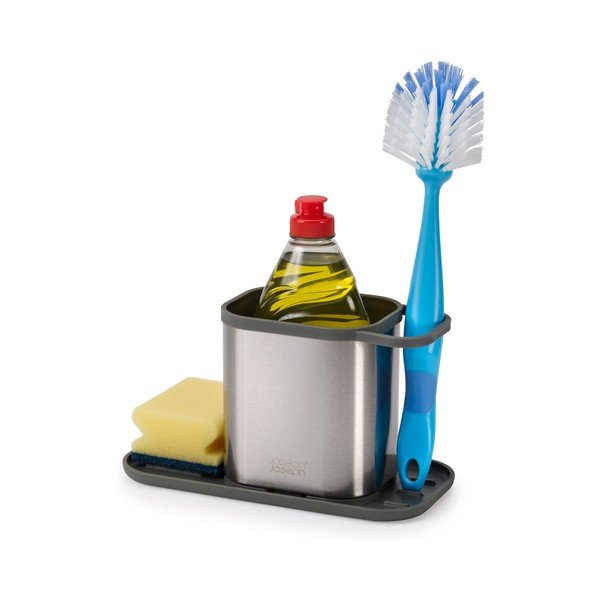 Kovový stojan na mycí prostředky v leskle stříbrné barvě Duo Steel – Joseph Joseph