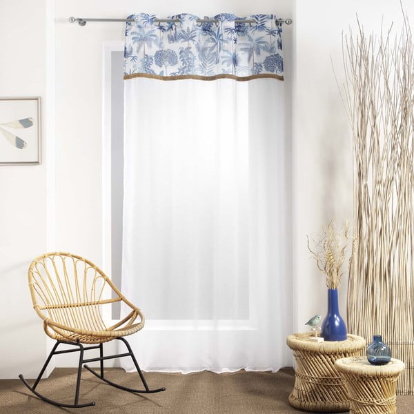 Bílo-modrá voálová záclona 140x240 cm Amazonia – douceur d'intérieur-image-1