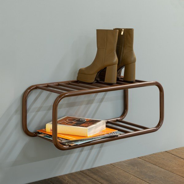 Tmavě hnědý kovový závěsný botník 72x28x35 cm Retro – Spinder Design-image-4