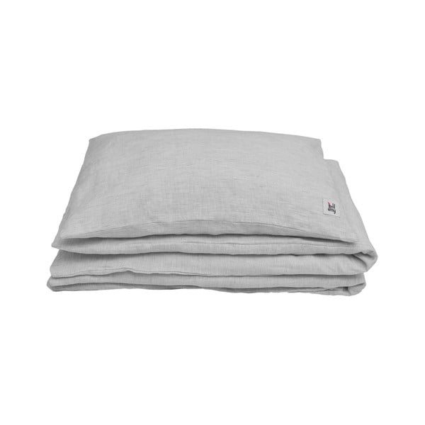 Šedé dětské lněné povlečení BELLAMY Stripes, 140 x 200 cm-image-1