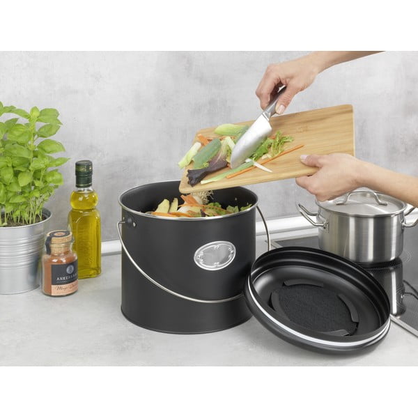 Černá nádoba na kompostovatelný odpad 6 l Nero – Wenko-image-2