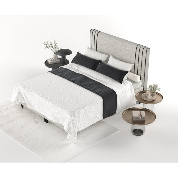 Světle šedá čalouněná dvoulůžková postel s úložným prostorem 160x200 cm Musca – Maison de Rêve-image-4