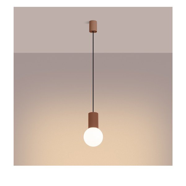 Světle hnědé závěsné svítidlo se skleněným stínidlem ø 12 cm Orbital – Sollux-image-3