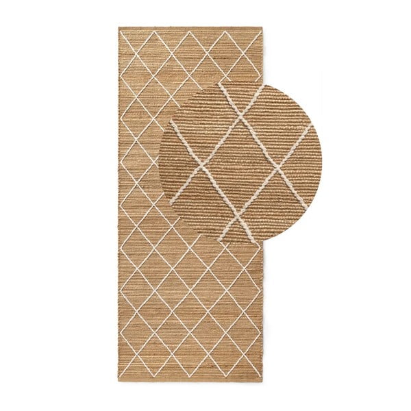 Ručně tkaný jutový běhoun v přírodní barvě 80x200 cm Kunu – Hanse Home