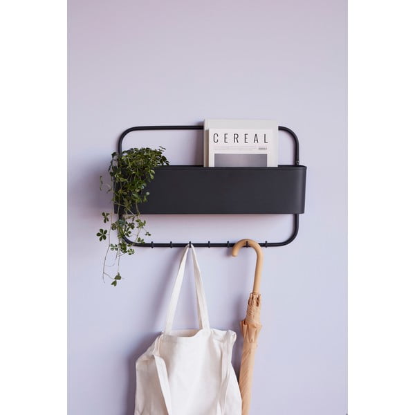 Nástěnný věšák z oceli s úložným prostorem Hübsch Keep-image-1