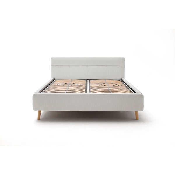 Světle šedá čalouněná dvoulůžková postel s úložným prostorem s roštem 160x200 cm Lotte – Meise Möbel-image-3