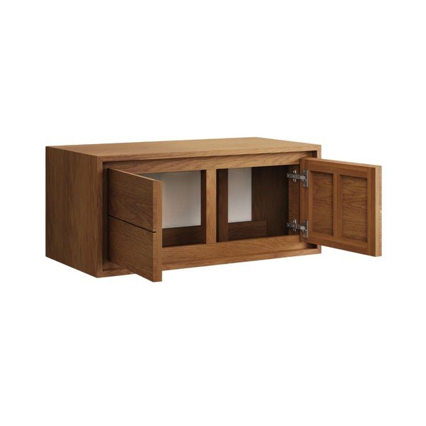 Hnědá závěsná skříňka pod umyvadlo z teakového dřeva 90x40 cm Kenta – Kave Home-image-2