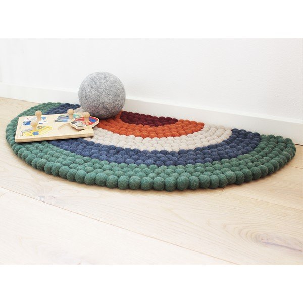 Dětský kuličkový vlněný koberec Wooldot Ball Rugs Rainbow Green-image-2