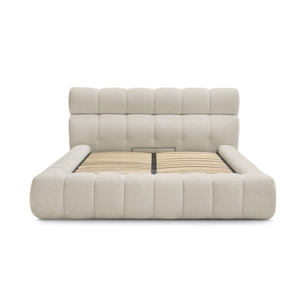 Béžová čalouněná dvoulůžková postel s úložným prostorem s roštem 180x200 cm Mont Blanc – Bobochic Paris-image-2