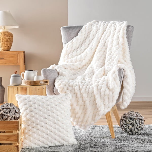 Krémová deka z mikroplyše 180x220 cm Frosty – douceur d'intérieur-image-3
